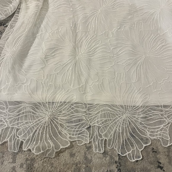 Alfani Women S White Floral Lace Butterfly Sleeve Top Wedding Career Party - Picture 3 of 11